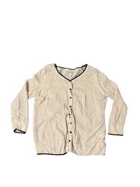 H&M Beige & Black Knit Button Up Cardigan Sweater Cotton Modal Blend Size S